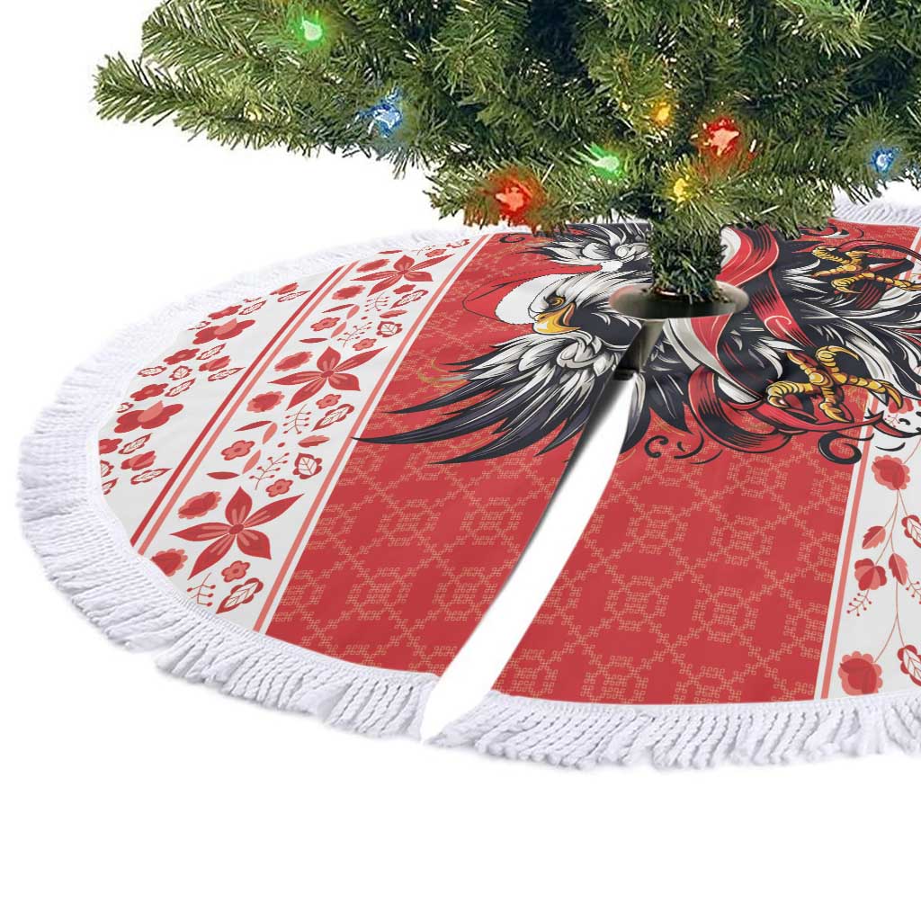 Poland Christmas Tree Skirt Polish Eagle with Flag Style - Wonder Print Shop