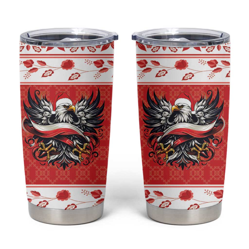 Poland Christmas Tumbler Cup Polish Eagle with Flag Style - Wonder Print Shop