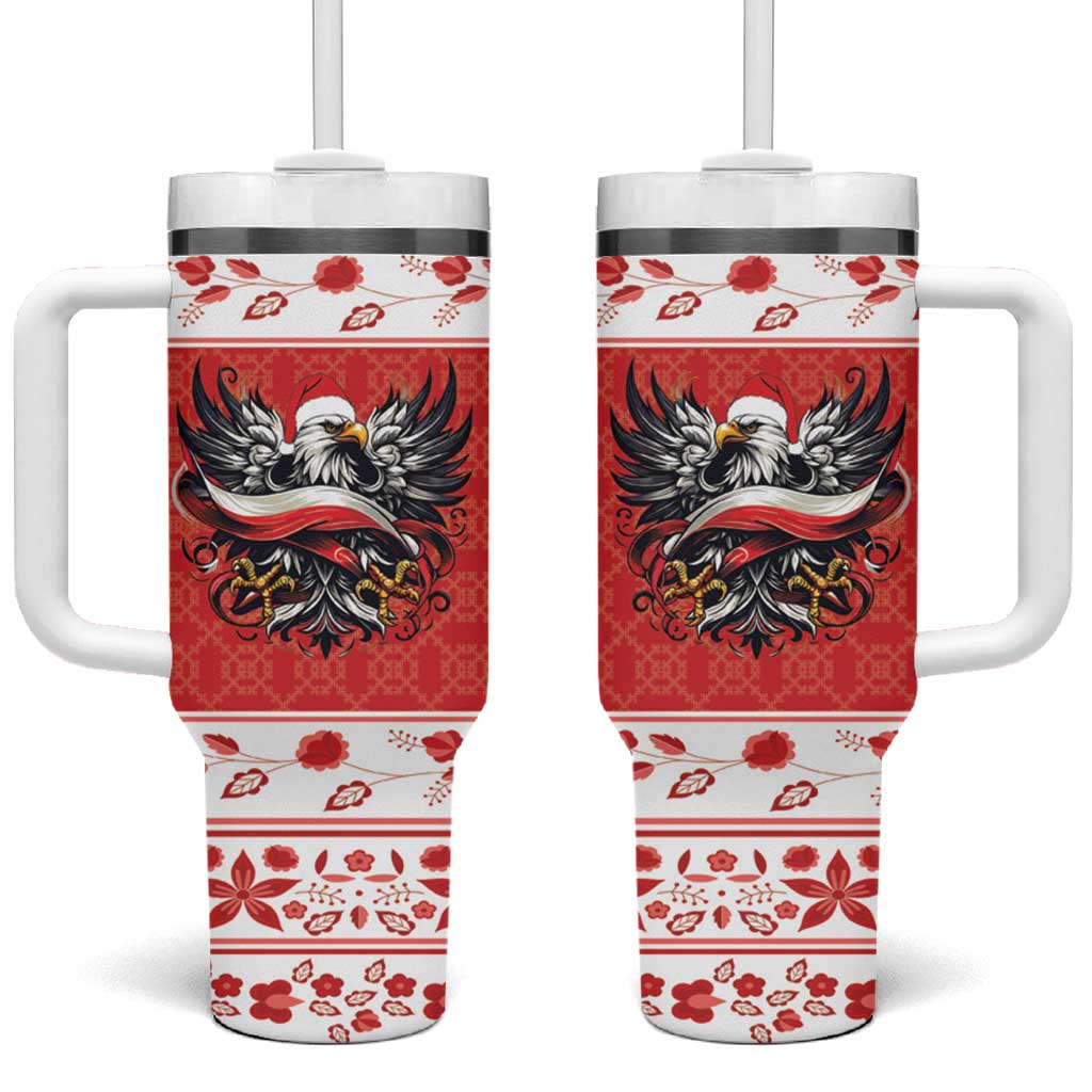 Poland Christmas Tumbler With Handle Polish Eagle with Flag Style - Wonder Print Shop