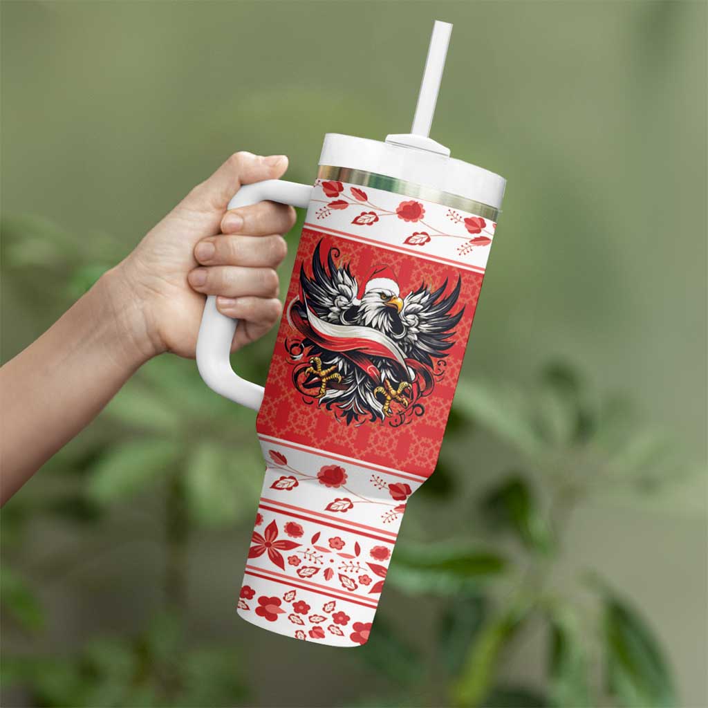 Poland Christmas Tumbler With Handle Polish Eagle with Flag Style - Wonder Print Shop