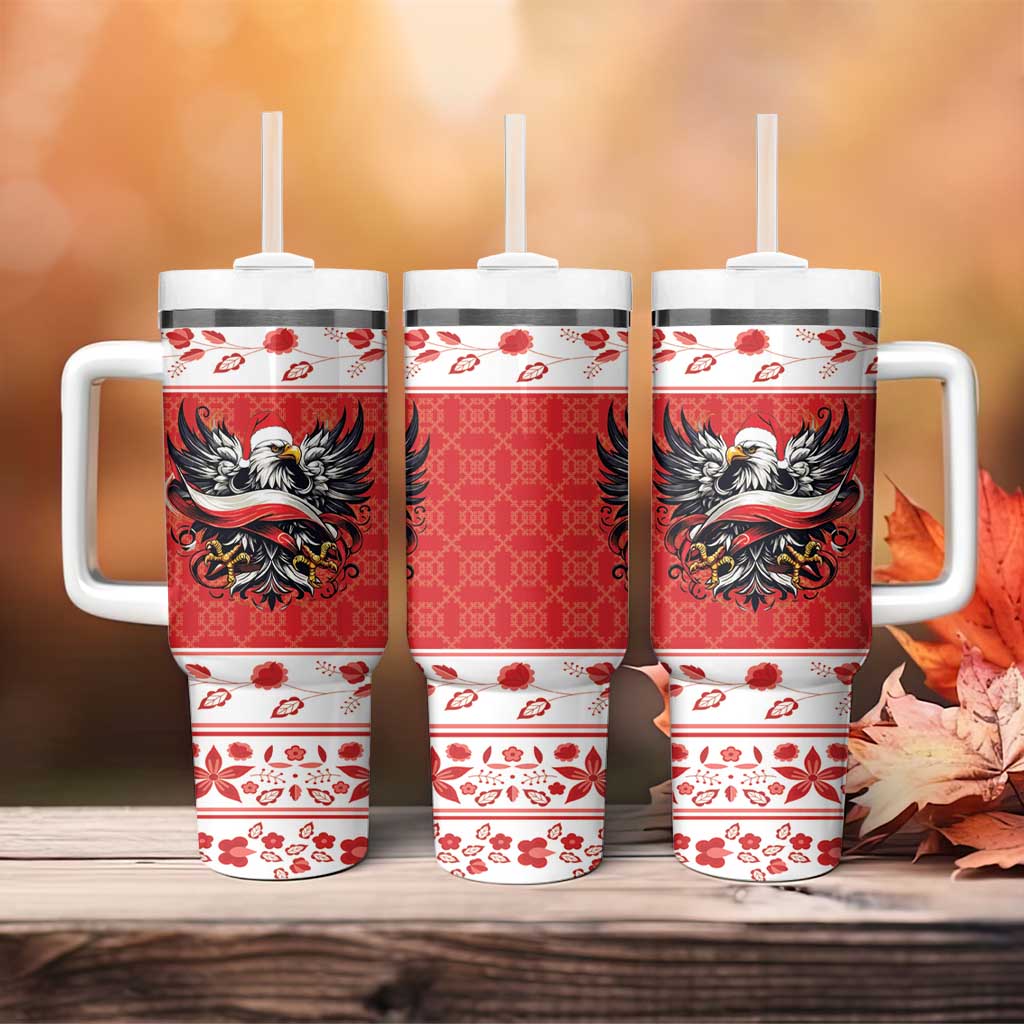 Poland Christmas Tumbler With Handle Polish Eagle with Flag Style - Wonder Print Shop