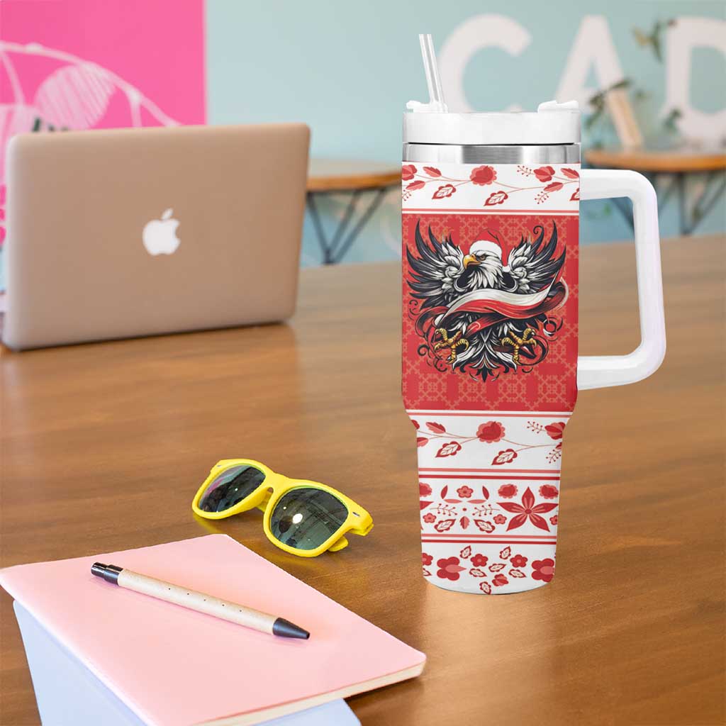 Poland Christmas Tumbler With Handle Polish Eagle with Flag Style - Wonder Print Shop
