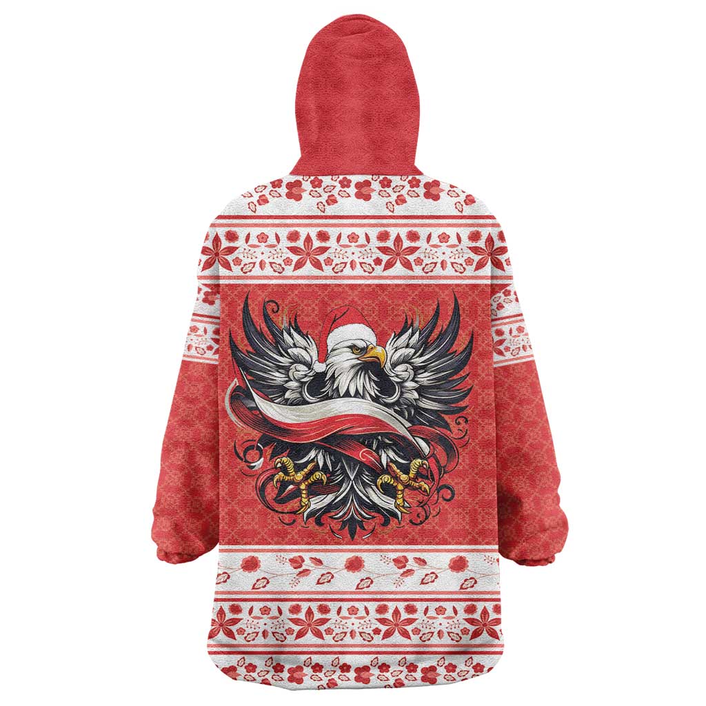 Poland Christmas Wearable Blanket Hoodie Polish Eagle with Flag Style - Wonder Print Shop