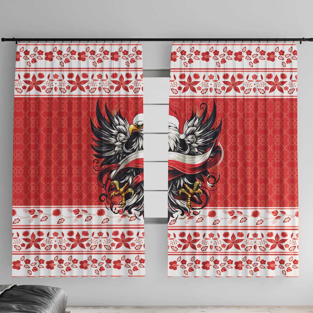 Poland Christmas Window Curtain Polish Eagle with Flag Style - Wonder Print Shop