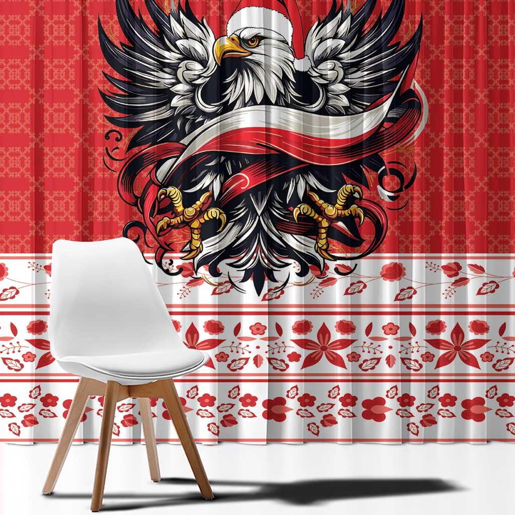 Poland Christmas Window Curtain Polish Eagle with Flag Style - Wonder Print Shop