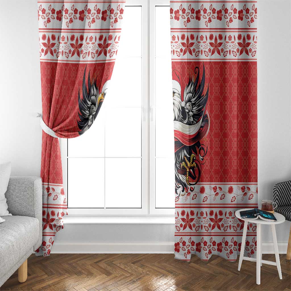Poland Christmas Window Curtain Polish Eagle with Flag Style - Wonder Print Shop
