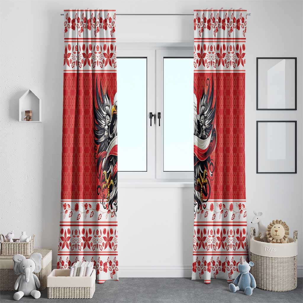 Poland Christmas Window Curtain Polish Eagle with Flag Style - Wonder Print Shop