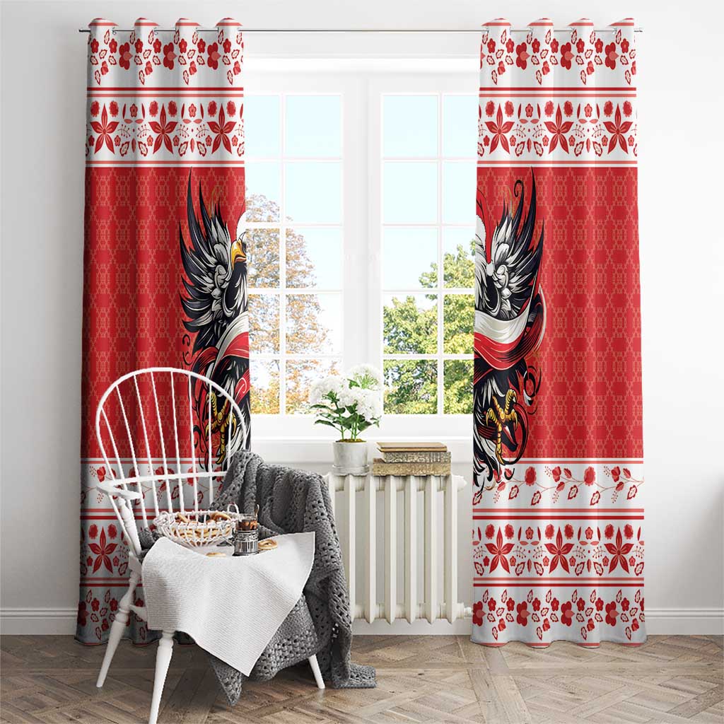 Poland Christmas Window Curtain Polish Eagle with Flag Style - Wonder Print Shop