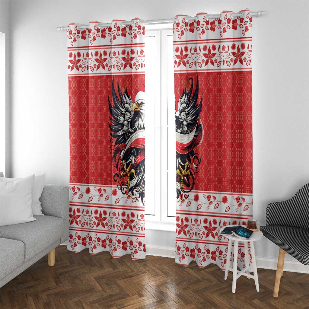 Poland Christmas Window Curtain Polish Eagle with Flag Style - Wonder Print Shop