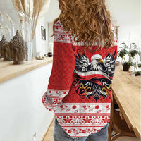 Poland Christmas Women Casual Shirt Polish Eagle with Flag Style - Wonder Print Shop