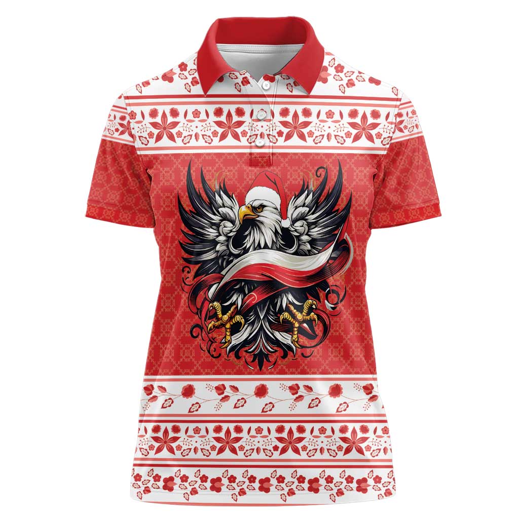 Poland Christmas Women Polo Shirt Polish Eagle with Flag Style - Wonder Print Shop