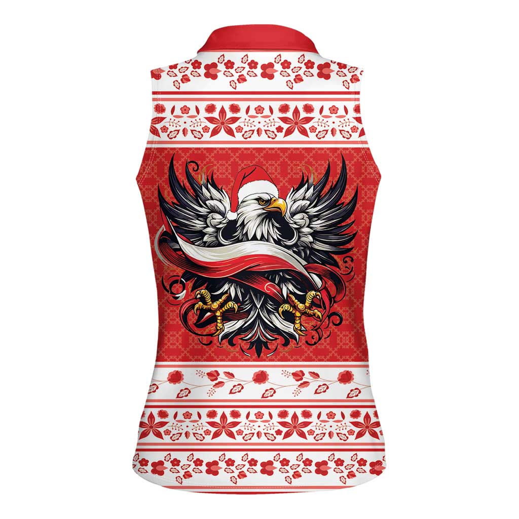 Poland Christmas Women Sleeveless Polo Shirt Polish Eagle with Flag Style - Wonder Print Shop