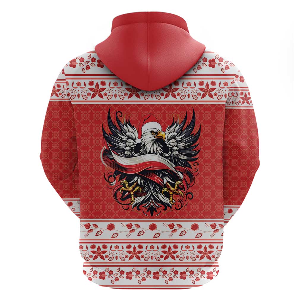Poland Christmas Zip Hoodie Polish Eagle with Flag Style - Wonder Print Shop