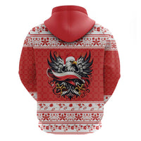 Poland Christmas Zip Hoodie Polish Eagle with Flag Style - Wonder Print Shop