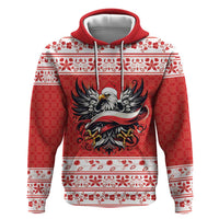 Poland Christmas Zip Hoodie Polish Eagle with Flag Style - Wonder Print Shop