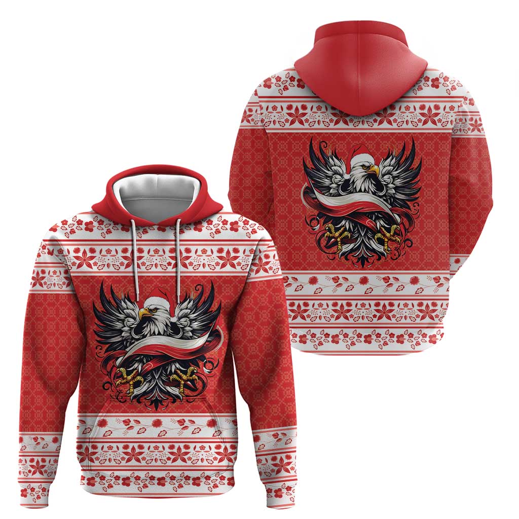 Poland Christmas Zip Hoodie Polish Eagle with Flag Style - Wonder Print Shop