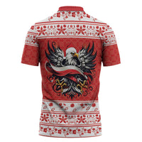 Poland Christmas Zipper Polo Shirt Polish Eagle with Flag Style - Wonder Print Shop