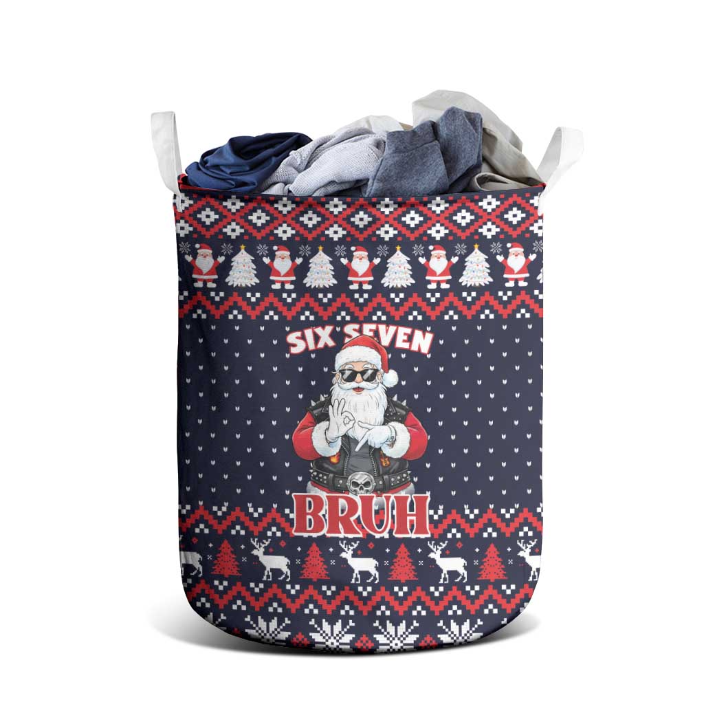 Funny Santa Six Seven Bruh Christmas Laundry Basket Meme Gen Alpha Slang - Wonder Print Shop
