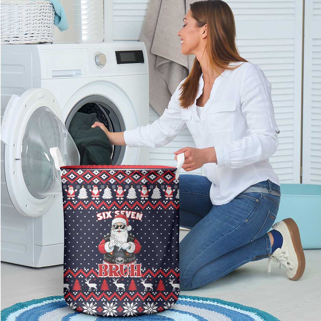 Funny Santa Six Seven Bruh Christmas Laundry Basket Meme Gen Alpha Slang - Wonder Print Shop