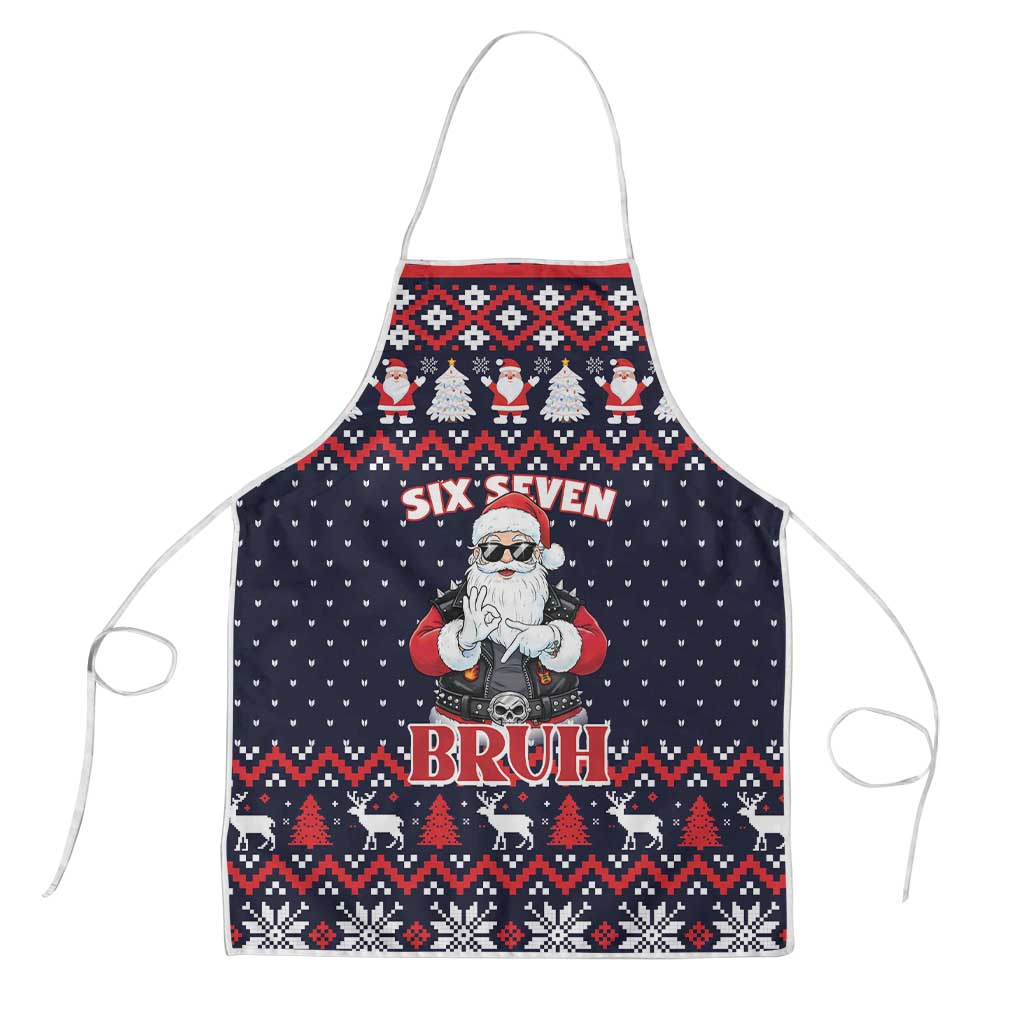Funny Santa Six Seven Bruh Christmas Apron Meme Gen Alpha Slang - Wonder Print Shop