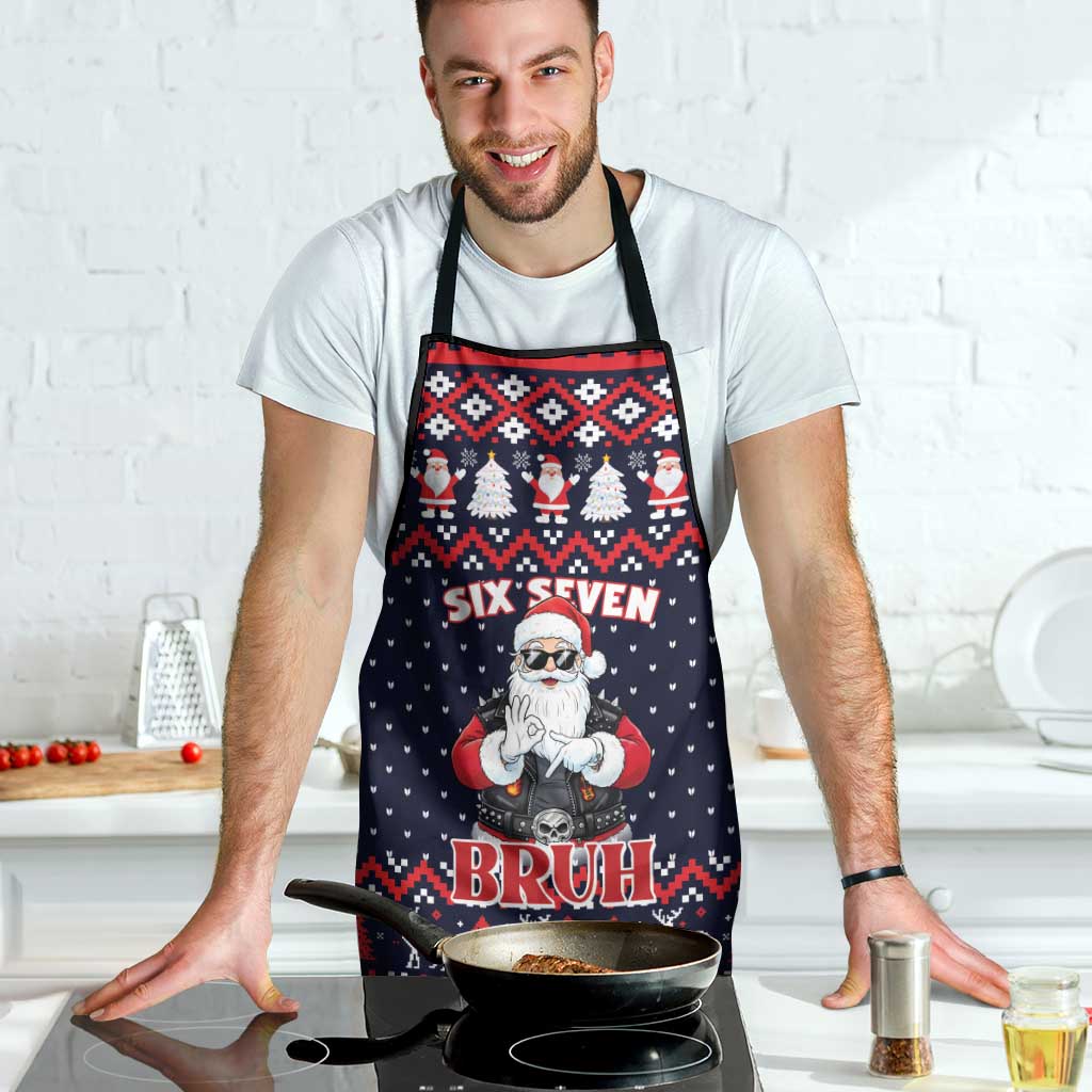 Funny Santa Six Seven Bruh Christmas Apron Meme Gen Alpha Slang - Wonder Print Shop