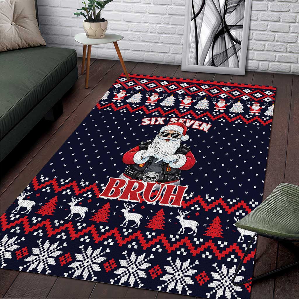 Funny Santa Six Seven Bruh Christmas Area Rug Meme Gen Alpha Slang - Wonder Print Shop