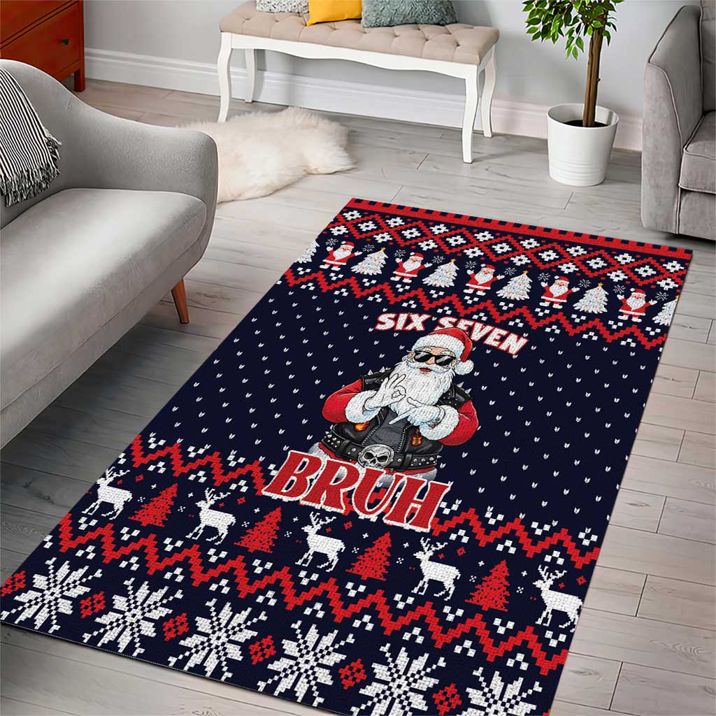 Funny Santa Six Seven Bruh Christmas Area Rug Meme Gen Alpha Slang - Wonder Print Shop