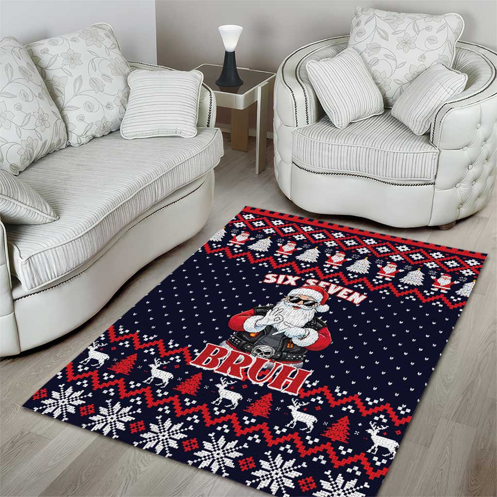 Funny Santa Six Seven Bruh Christmas Area Rug Meme Gen Alpha Slang - Wonder Print Shop