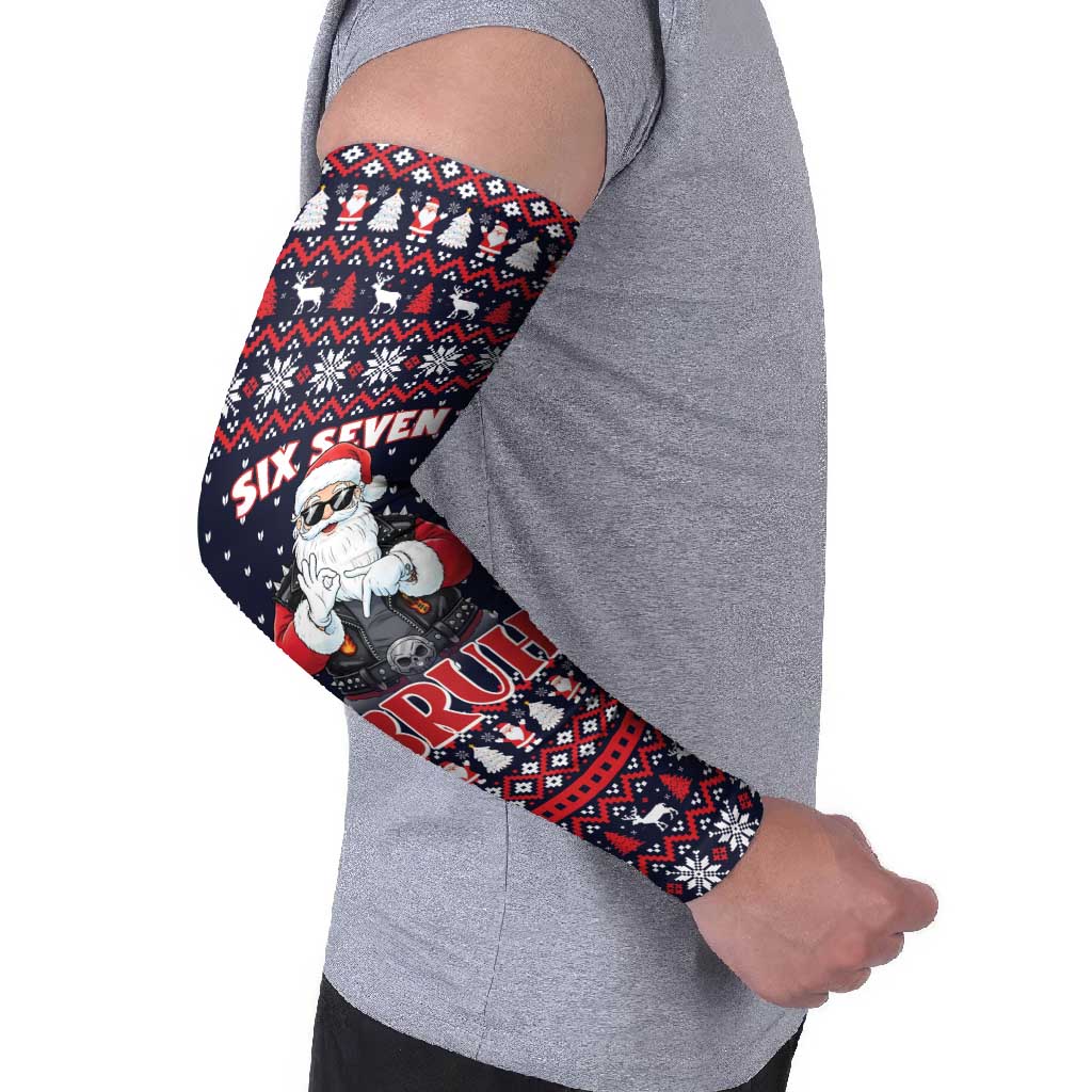 Funny Santa Six Seven Bruh Christmas Arm Sleeves Meme Gen Alpha Slang - Wonder Print Shop