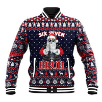 Funny Santa Six Seven Bruh Christmas Baseball Jacket Meme Gen Alpha Slang - Wonder Print Shop