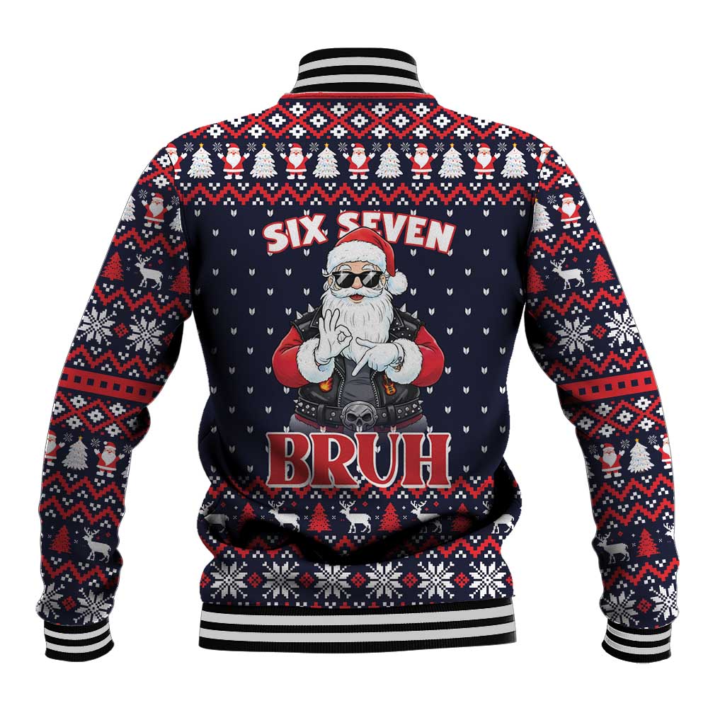 Funny Santa Six Seven Bruh Christmas Baseball Jacket Meme Gen Alpha Slang - Wonder Print Shop