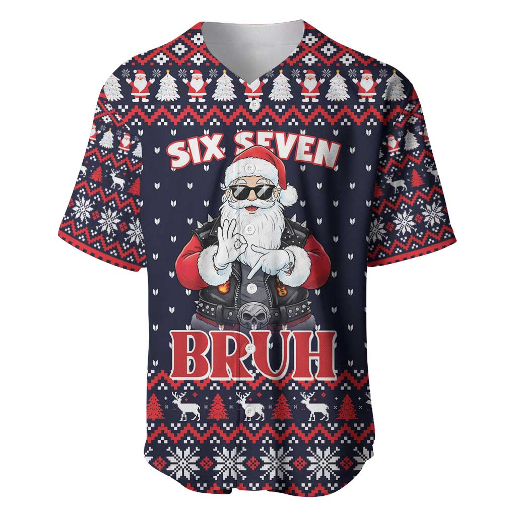 Funny Santa Six Seven Bruh Christmas Baseball Jersey Meme Gen Alpha Slang - Wonder Print Shop