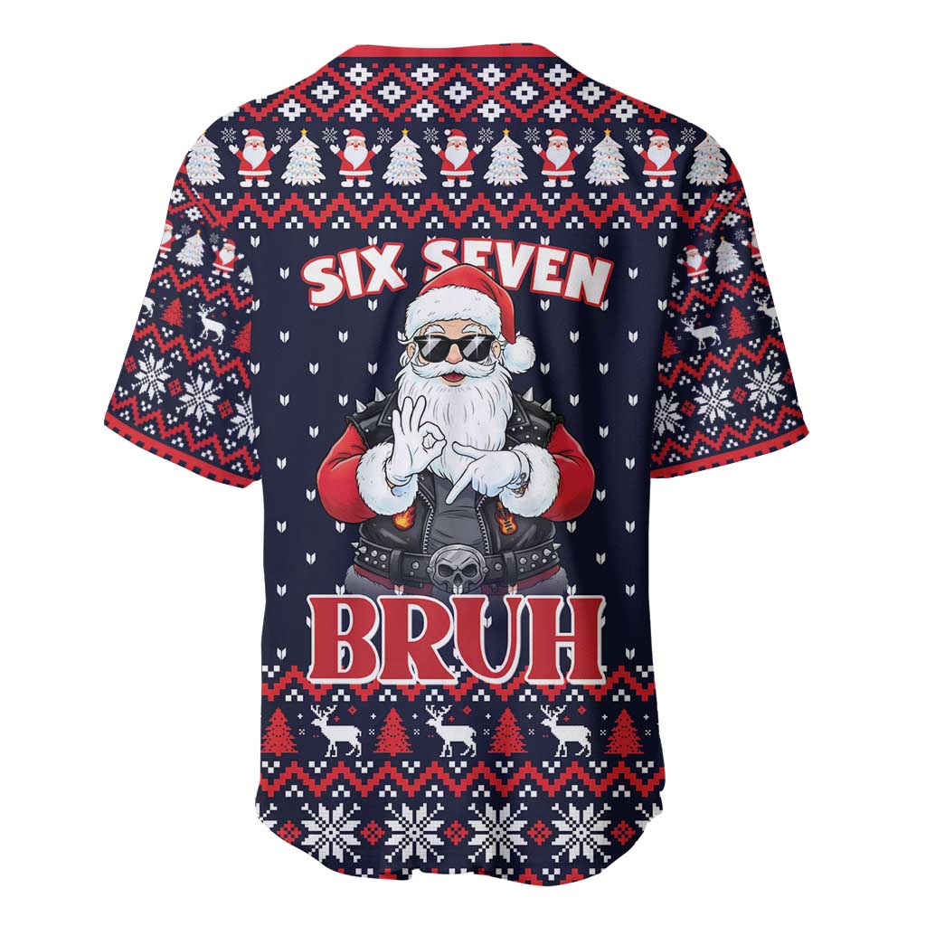 Funny Santa Six Seven Bruh Christmas Baseball Jersey Meme Gen Alpha Slang - Wonder Print Shop