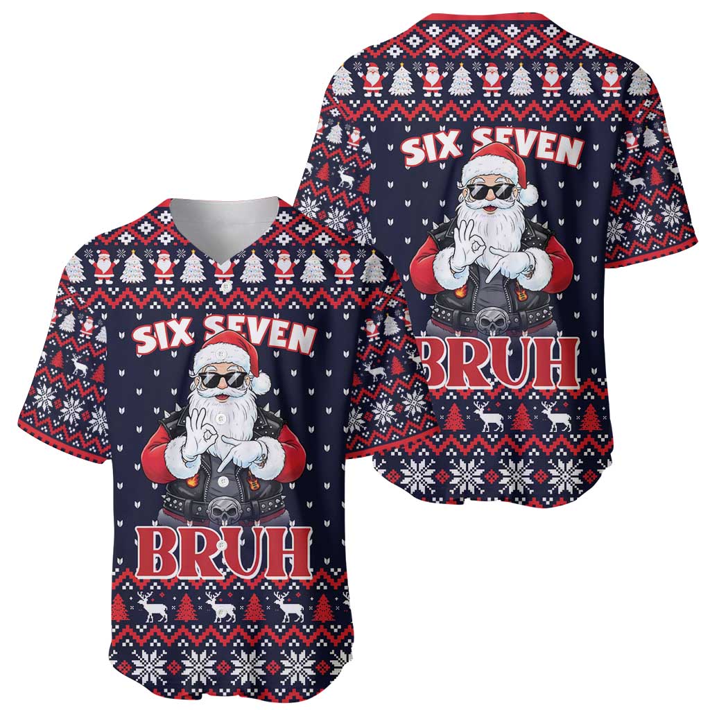 Funny Santa Six Seven Bruh Christmas Baseball Jersey Meme Gen Alpha Slang - Wonder Print Shop
