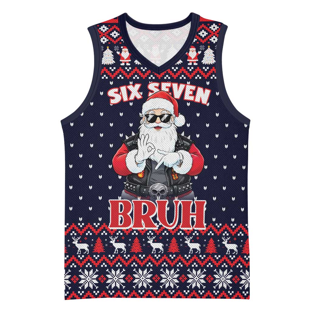 Funny Santa Six Seven Bruh Christmas Basketball Jersey Meme Gen Alpha Slang - Wonder Print Shop