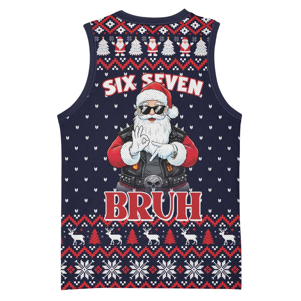 Funny Santa Six Seven Bruh Christmas Basketball Jersey Meme Gen Alpha Slang - Wonder Print Shop