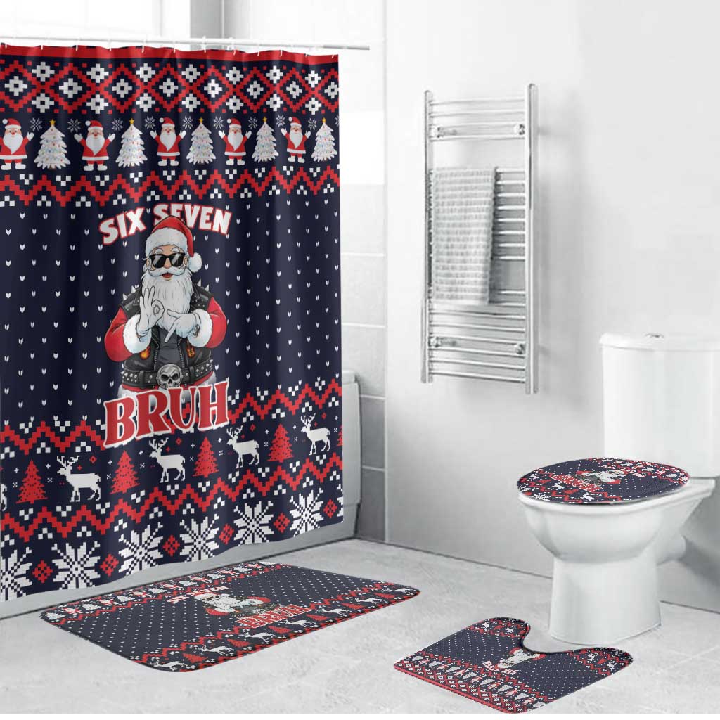 Funny Santa Six Seven Bruh Christmas Bathroom Set Meme Gen Alpha Slang - Wonder Print Shop