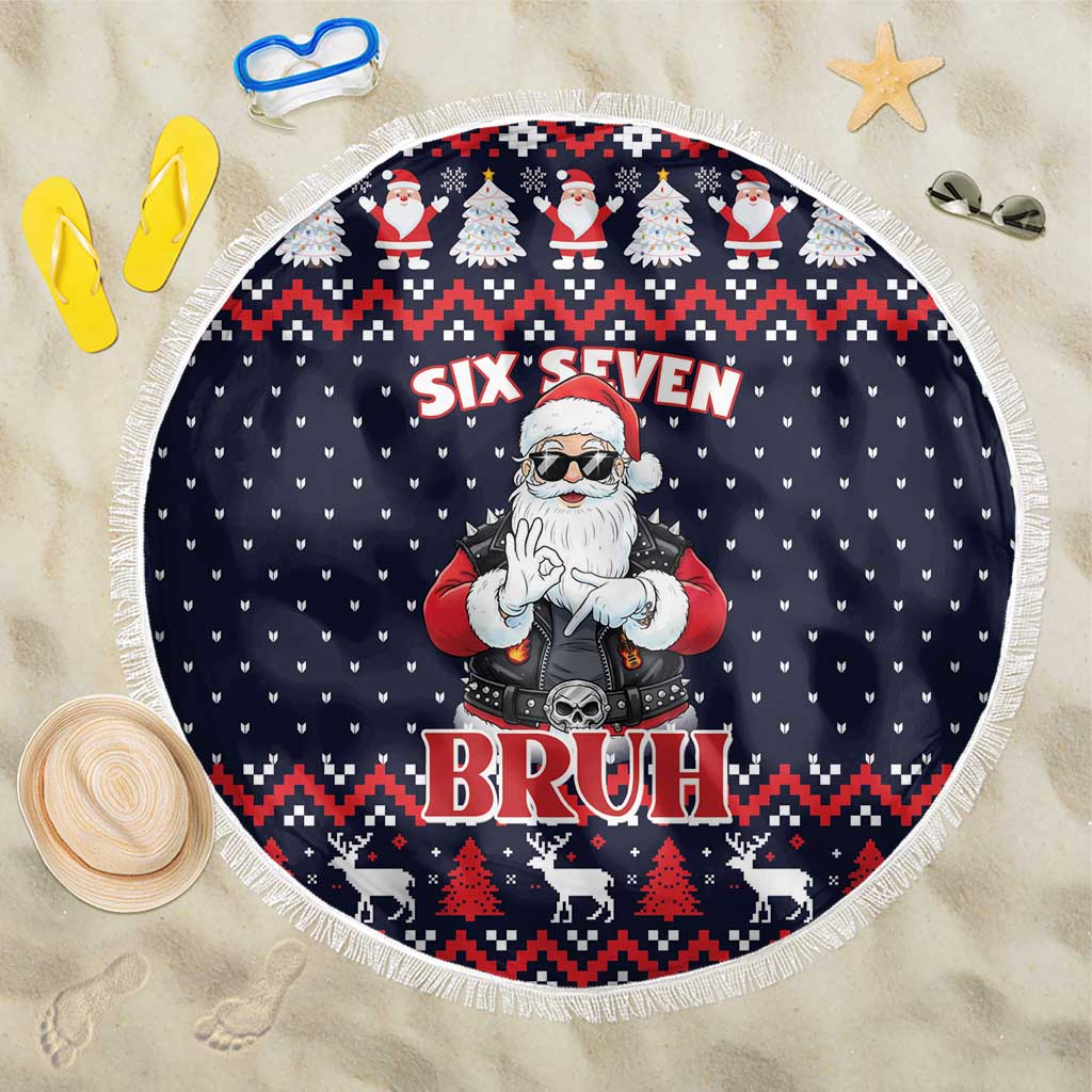 Funny Santa Six Seven Bruh Christmas Beach Blanket Meme Gen Alpha Slang - Wonder Print Shop
