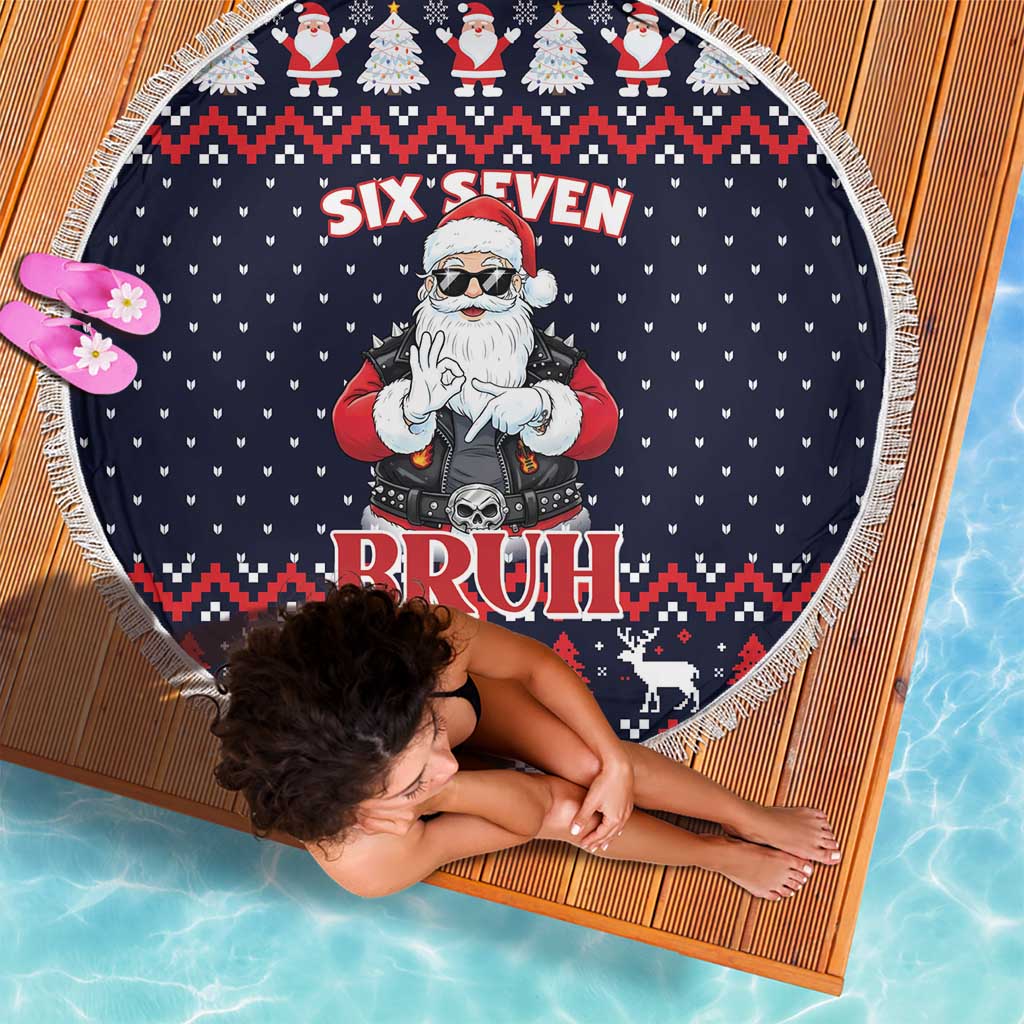Funny Santa Six Seven Bruh Christmas Beach Blanket Meme Gen Alpha Slang - Wonder Print Shop