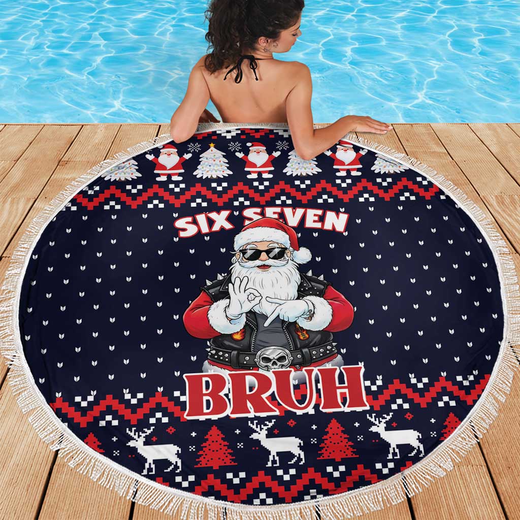 Funny Santa Six Seven Bruh Christmas Beach Blanket Meme Gen Alpha Slang - Wonder Print Shop