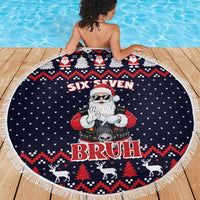 Funny Santa Six Seven Bruh Christmas Beach Blanket Meme Gen Alpha Slang - Wonder Print Shop