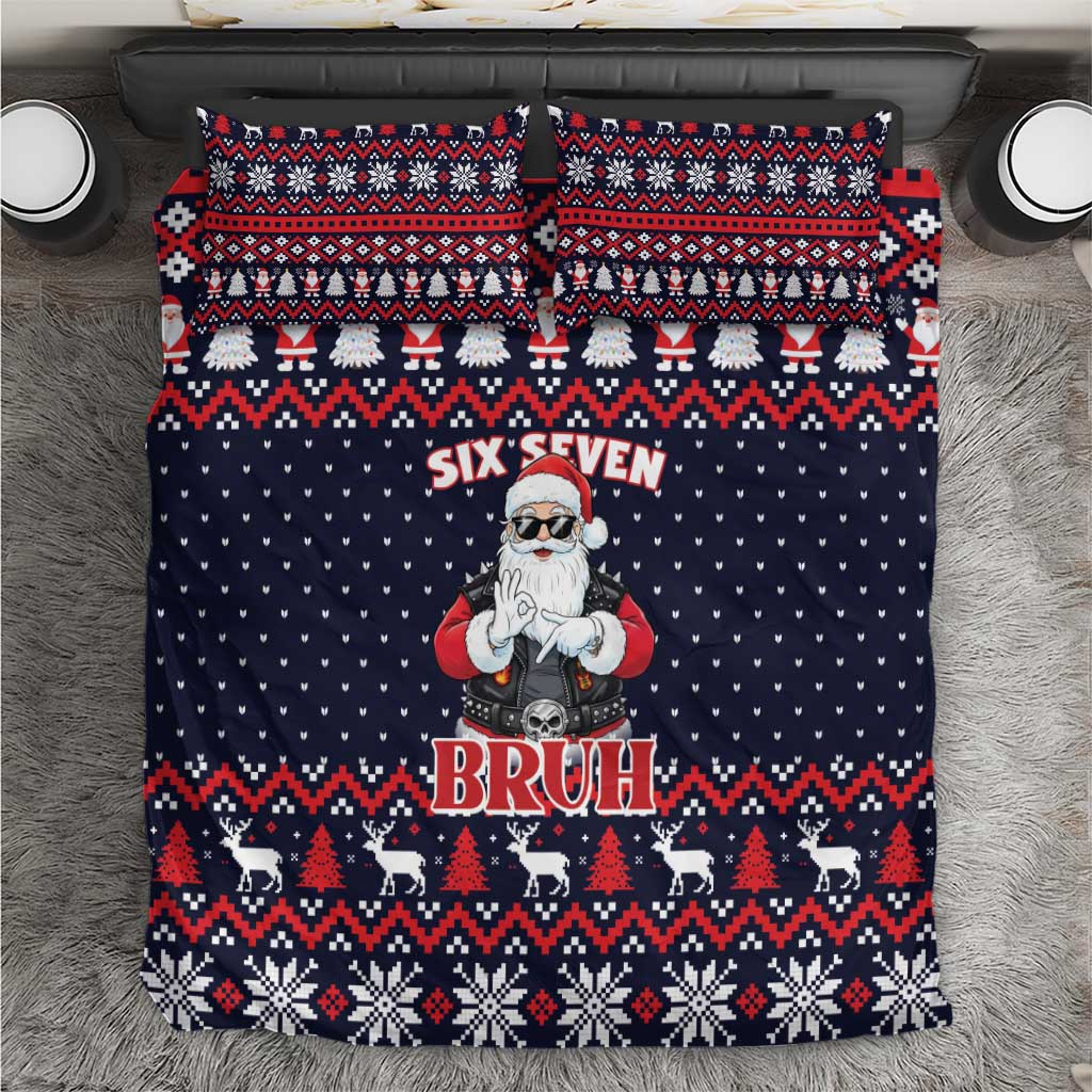 Funny Santa Six Seven Bruh Christmas Bedding Set Meme Gen Alpha Slang - Wonder Print Shop