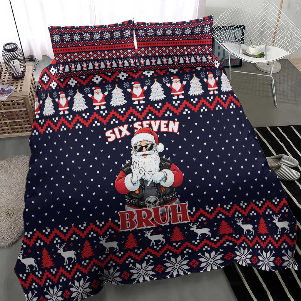 Funny Santa Six Seven Bruh Christmas Bedding Set Meme Gen Alpha Slang - Wonder Print Shop