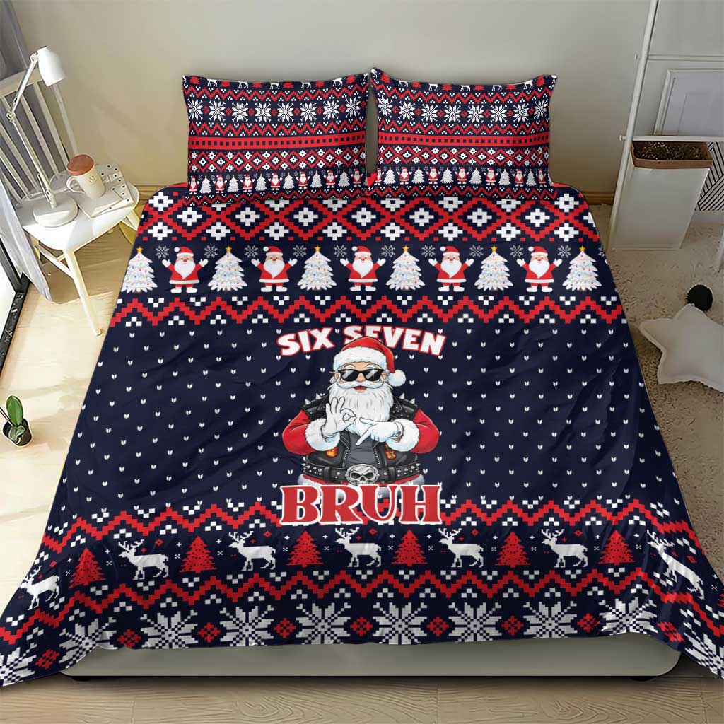 Funny Santa Six Seven Bruh Christmas Bedding Set Meme Gen Alpha Slang - Wonder Print Shop