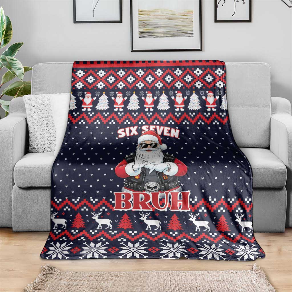 Funny Santa Six Seven Bruh Christmas Blanket Meme Gen Alpha Slang - Wonder Print Shop