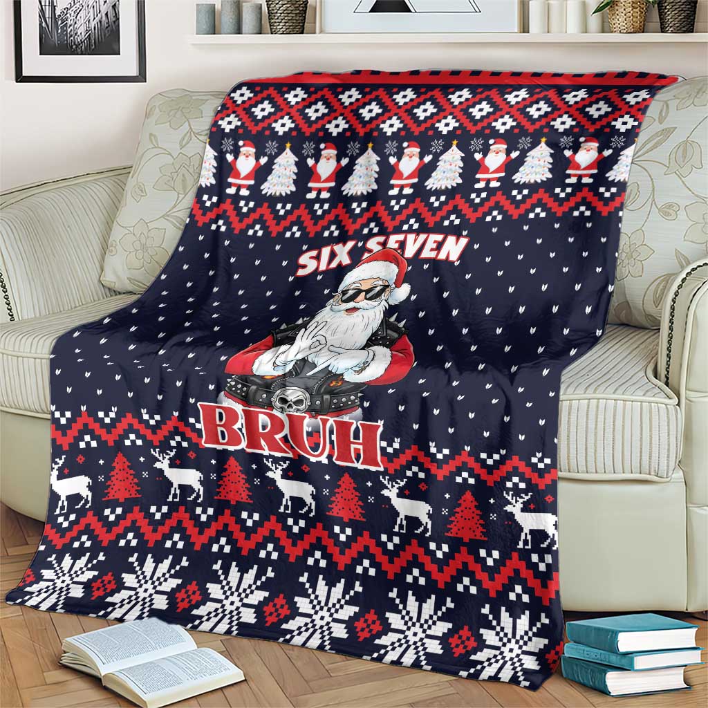 Funny Santa Six Seven Bruh Christmas Blanket Meme Gen Alpha Slang - Wonder Print Shop