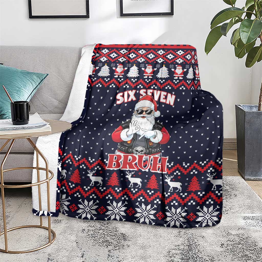 Funny Santa Six Seven Bruh Christmas Blanket Meme Gen Alpha Slang - Wonder Print Shop