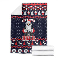Funny Santa Six Seven Bruh Christmas Blanket Meme Gen Alpha Slang - Wonder Print Shop