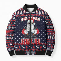 Funny Santa Six Seven Bruh Christmas Bomber Puffer Jacket Meme Gen Alpha Slang - Wonder Print Shop