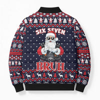 Funny Santa Six Seven Bruh Christmas Bomber Puffer Jacket Meme Gen Alpha Slang - Wonder Print Shop